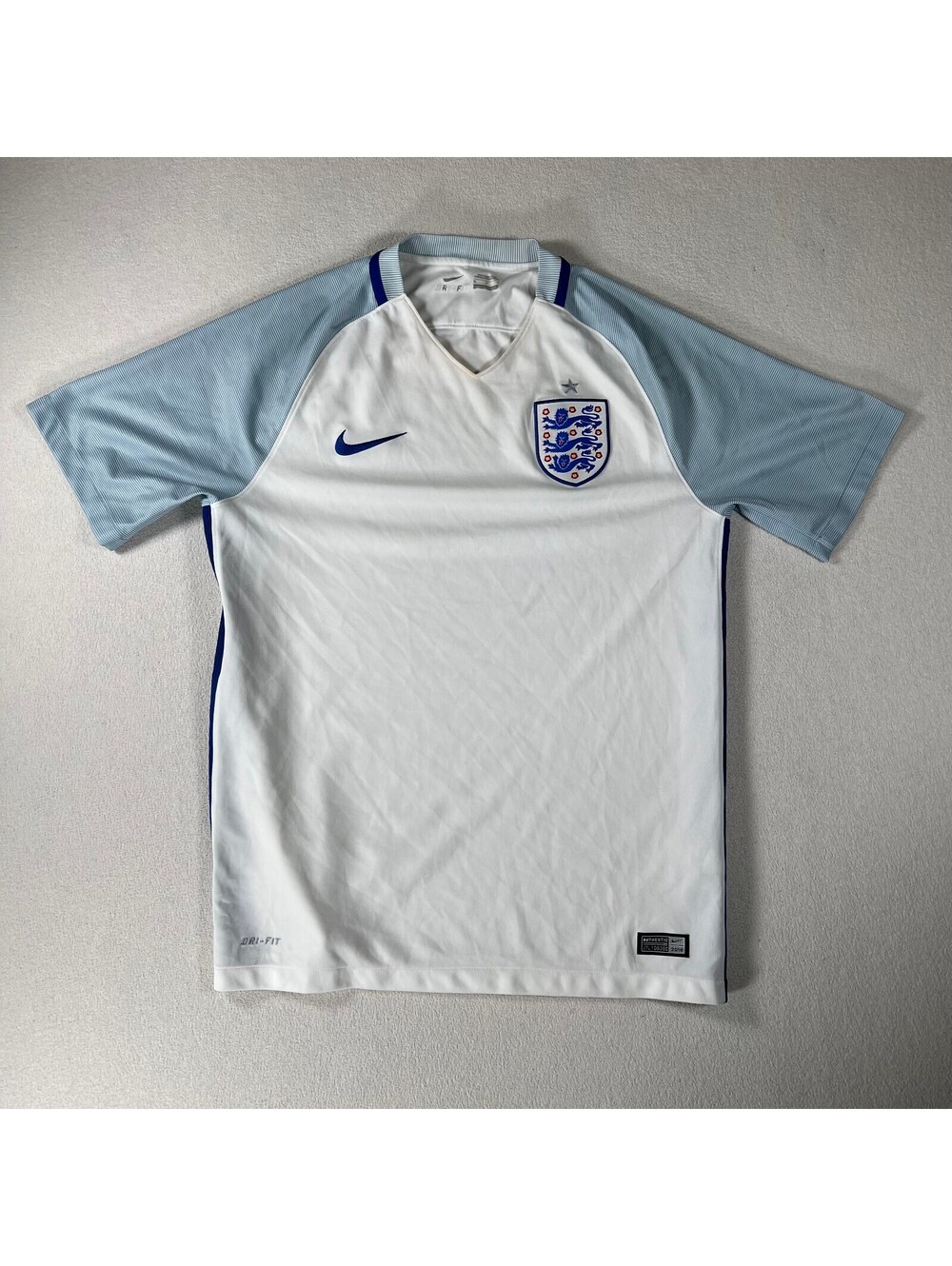 Nike England Soccer 2016/18 Home Jersey White Blue Size Medium Authentic Kit